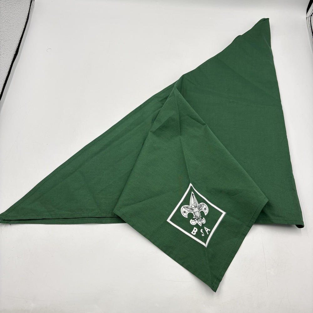 BSA Neckerchief Bandana One Size Green Boy Scouts‎ Uniform Scarf Logo